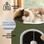 Bedsure Cat Beds for Indoor Cats - Large Cat Cave for Pet Cat House with Fluffy Ball Hanging and Scratch Pad, Foldable Cat Hideaway, 16.5x16.5x13 inches, Grey Gronata