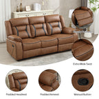 EBELLO Faux Leather Recliner Sofa Furniture Set for Living Room, 2 Recliner Chairs, 3 Seat Reclining Sofa Couch Set for Meeting Room, Brown Gronata