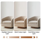 CHITA Swivel Accent Chair, Fully Assembled Fabric Barrel Armchair with FSC Certified Upholstered for Living Room, Bedroom and Office, Cream Gronata