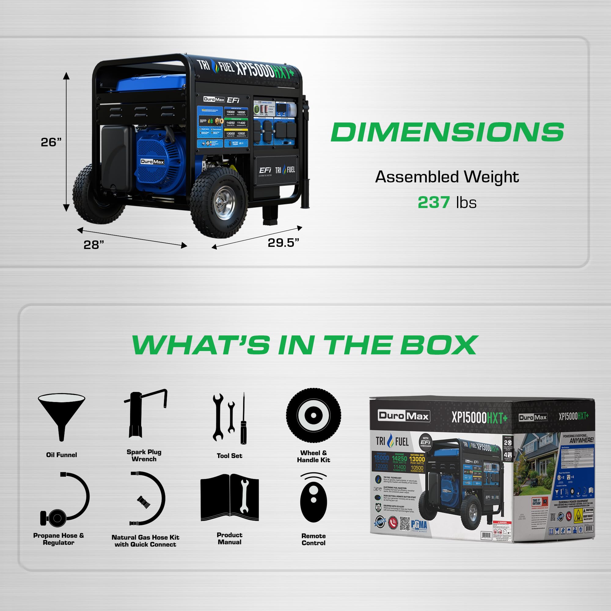 DuroMax XP12000HX 12,000-Watt Dual Fuel Portable Generator - Gas & Propane, Electric Start, Whole Home Power Backup, Transfer Switch Ready, RV & Emergency Ready Gronata