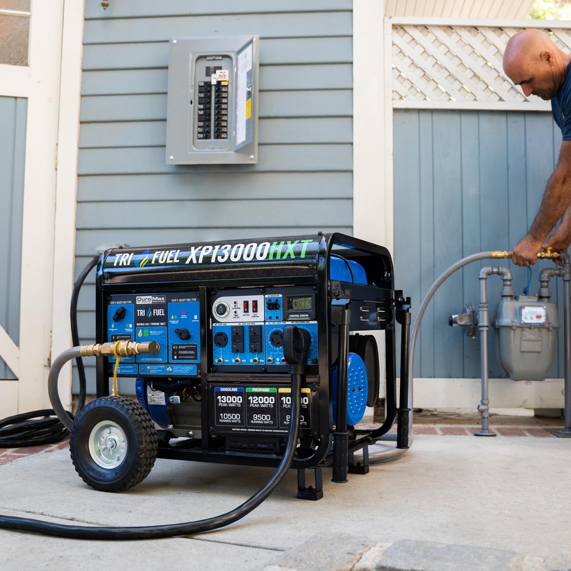 DuroMax XP12000HX 12,000-Watt Dual Fuel Portable Generator - Gas & Propane, Electric Start, Whole Home Power Backup, Transfer Switch Ready, RV & Emergency Ready Gronata