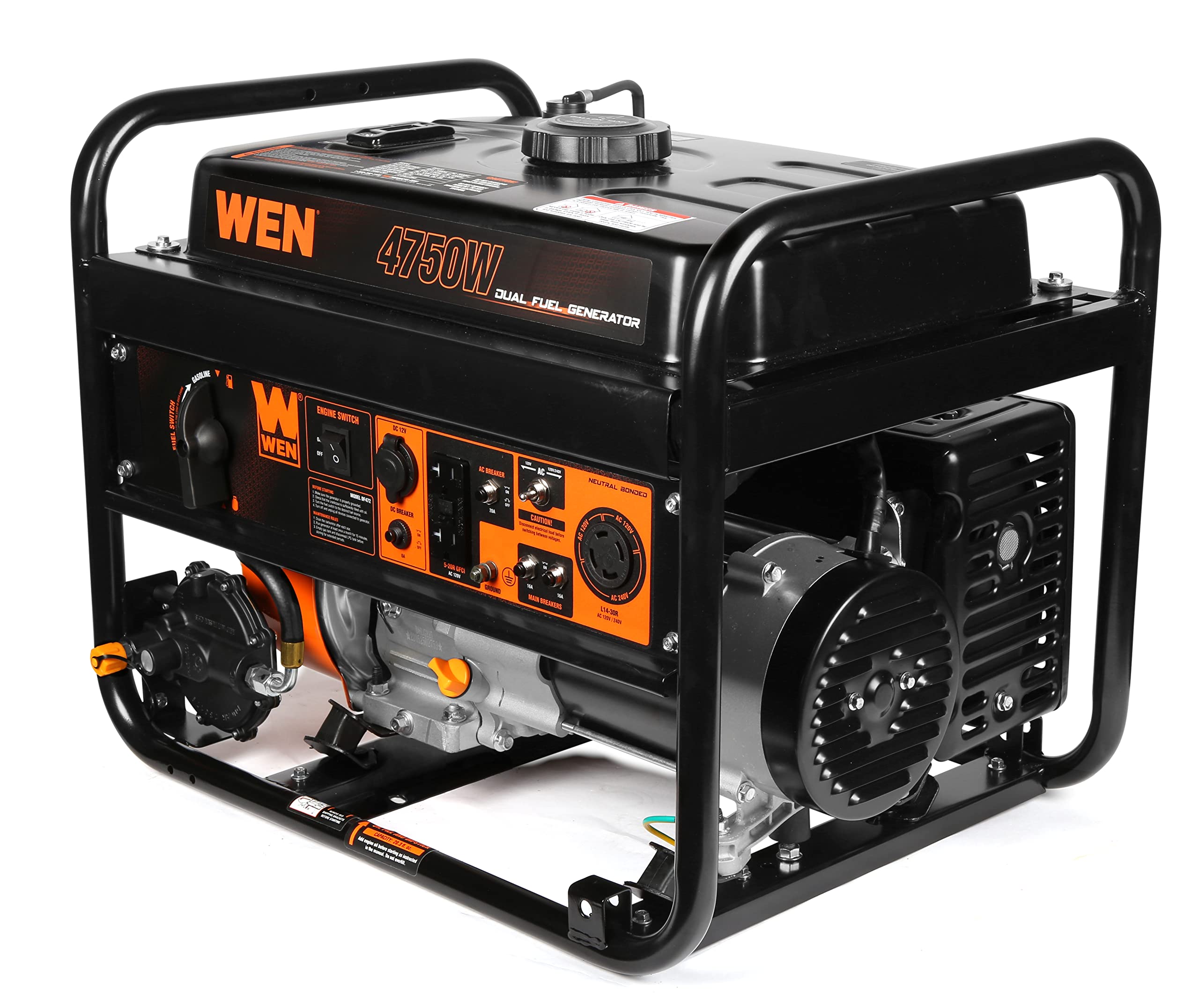 WEN DF472X 4750-Watt 120-Volt/240-Volt Dual Fuel Portable Generator with CO Shutdown Sensor Gronata