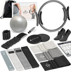 NANATI Pilates Kit 19PCS,Pilates Essentials Kit for Women,Pilates Equipment with 14.5" Pilates Ring and Ball,8 Resistance Bands,Ankle Weights,Sliders & Grip Socks Accessories for Starter Home Workouts Gronata