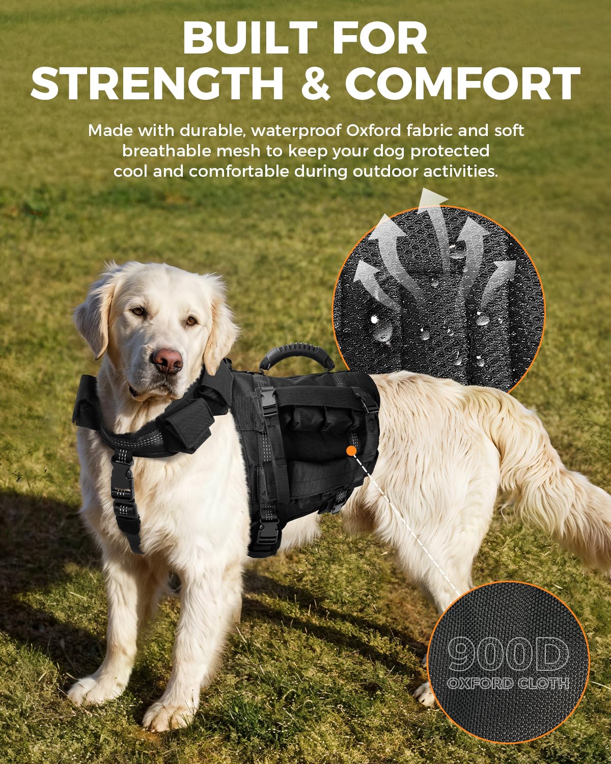 LISPOO Weighted Dog Vest and Collar Set with 4 Removable 0.88 lb Weight Blocks, No Sand Filling, Training Gear for Medium and Large Dogs, Walking, Conditioning, Muscle Building, M Gronata
