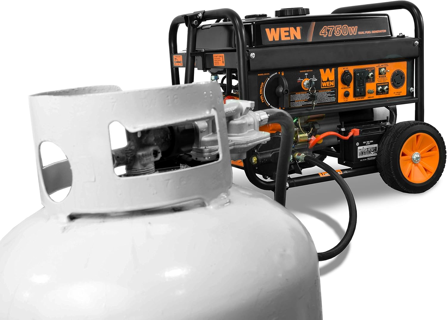 WEN 4,750-Watt 120V/240V Dual Fuel Portable Generator with Wheel Kit and Electric Start (DF475T) Gronata