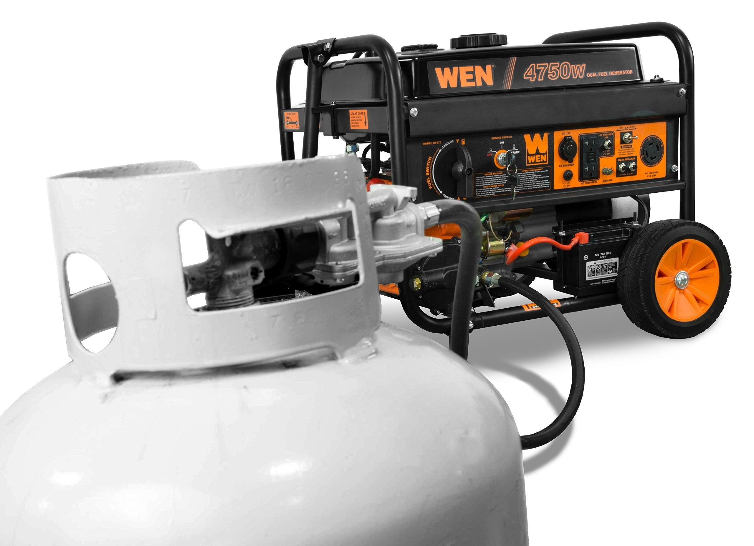 WEN 4,750-Watt 120V/240V Dual Fuel Portable Generator with Wheel Kit and Electric Start (DF475T) Gronata