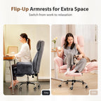 Big and Tall Office Chair, Flip Armrests for Pets & Cross Legged Sitting, Executive Ergonomic Computer Gaming Chair with Foot Rest, Teddy Fleece Wide Seat Reclining Desk Chair, White Vanity Chair Gronata