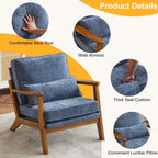 Karl home Accent Chair Wide Armrest Mid-Century Lounge Chair Linen Fabric Armchair with Lumbar Pillow & Solid Wood Frame for Living Room, Bedroom, Balcony, Green Gronata