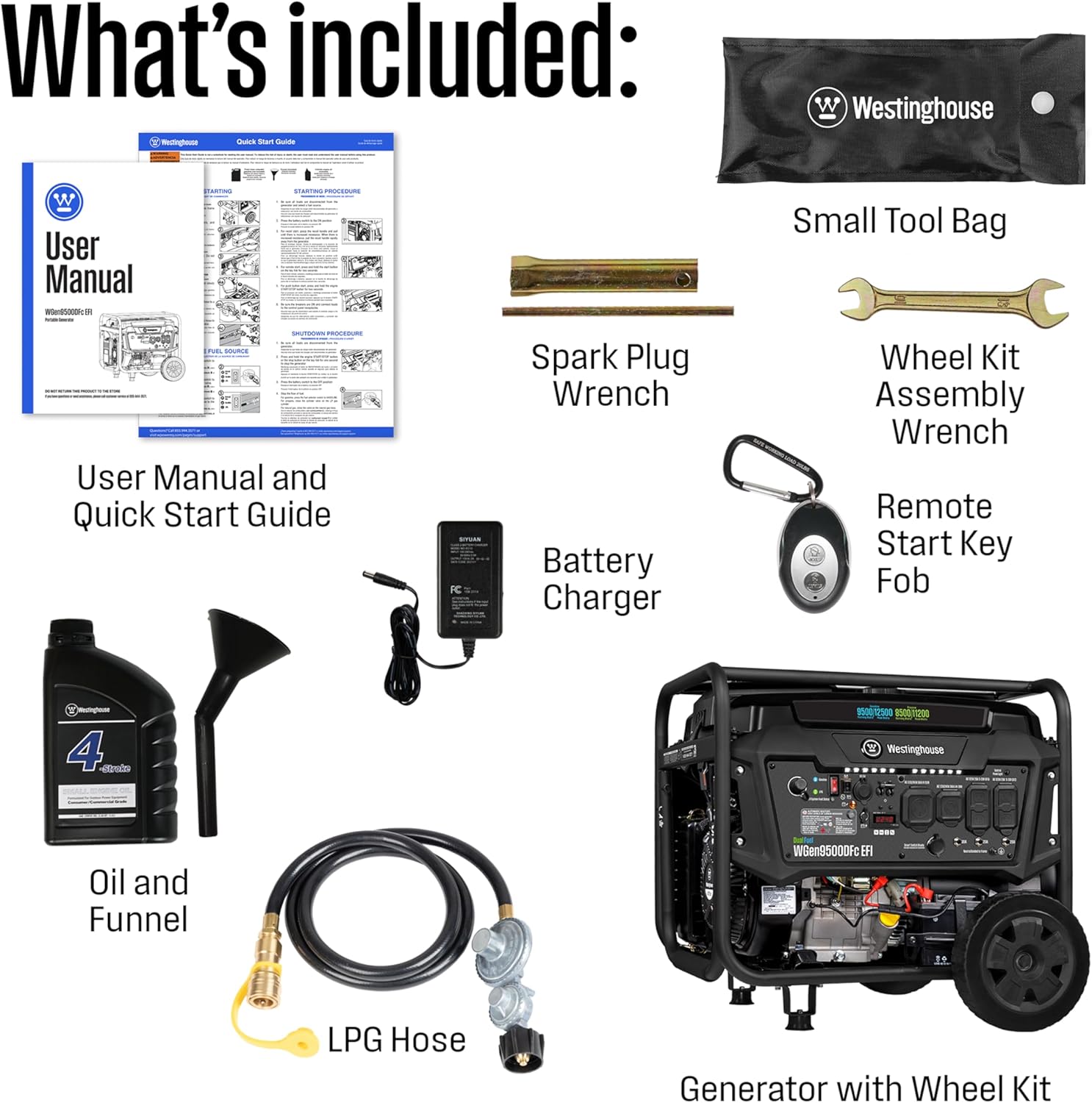 Westinghouse 12500 Peak Watt EFI Dual Fuel Home Backup Portable Generator, Remote Electric Start, Transfer Switch Ready, Gas and Propane Powered, CO Sensor, CARB Compliant Gronata