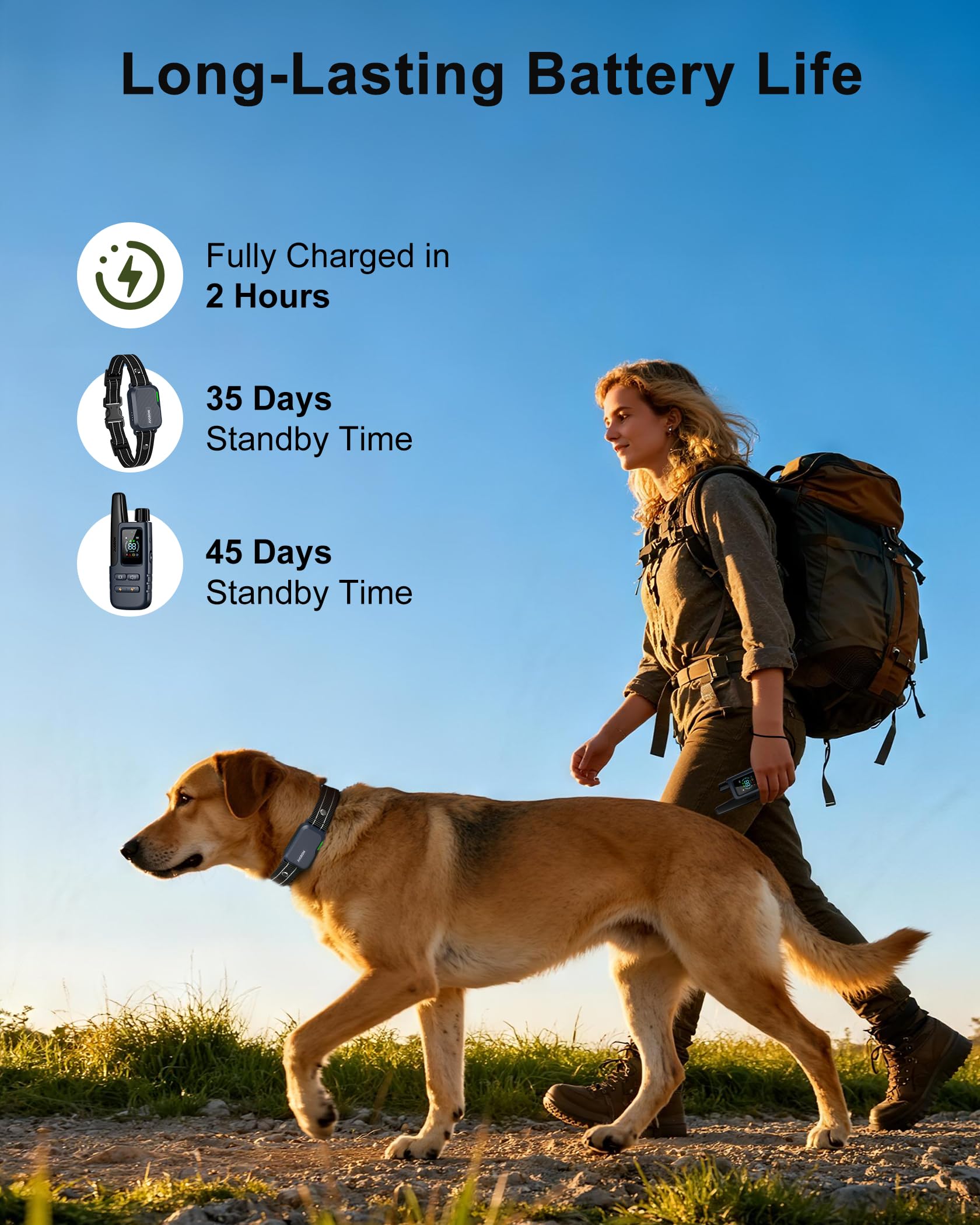 Jugbow Dog Shock Collar - 4500FT Dog Training Collar with Remote, IPX8 Waterproof Electric Dog Collar with 4 Training Modes, Security Lock, Rechargeable eCollar for 10-120lbs Small Medium Large Dogs Gronata