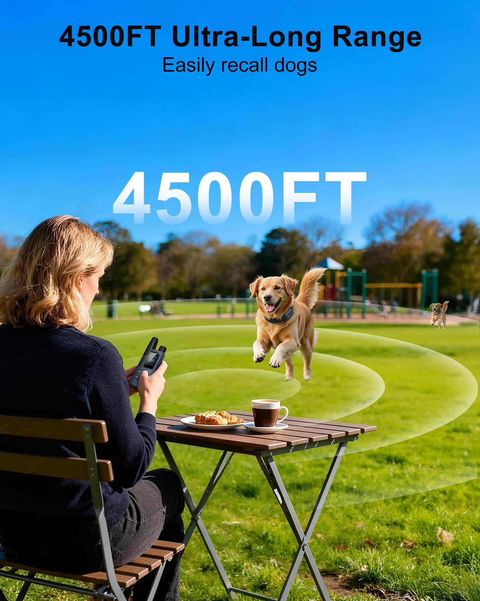 Jugbow Dog Shock Collar - 4500FT Dog Training Collar with Remote, IPX8 Waterproof Electric Dog Collar with 4 Training Modes, Security Lock, Rechargeable eCollar for 10-120lbs Small Medium Large Dogs Gronata