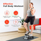 Sunny Health & Fitness Mini Steppers for Exercise at Home, Stair Step Workout Machine with Resistance Bands, Full Body Cardio Equipment with Digital Monitor - No. 012 -S Gronata