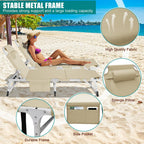 DoCred Heavy Duty Chaise Lounge Chair, Adjustable 5-Position Folding Chaise Lounge Chairs for Outside, Portable Lay Flat Beach Lounge Chair for Outdoor Sunbathing Beach Pool Lawn Camping Gronata