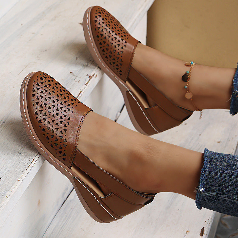 Round Toe Wedge Cross-border Large Size Flat Bottom Women's Sandals Gronata