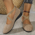 Women's Pointed Toe Wedges Shoes Fashion Cross-straped Flats Casual Pumps Gronata
