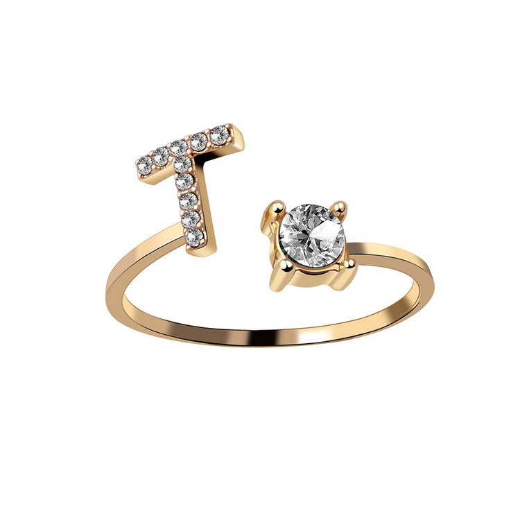 New Design Adjustable 26 Initial Letter Ring Fashion Jewelry For Women Simple Elegant Jewelry Gronata