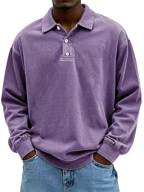 Fall Men's Long Sleeve Polo Shirts Casual Breathable Comfortable Tees Shirt Solid High Quality Sweatshirt Male T-Shirt Gronata
