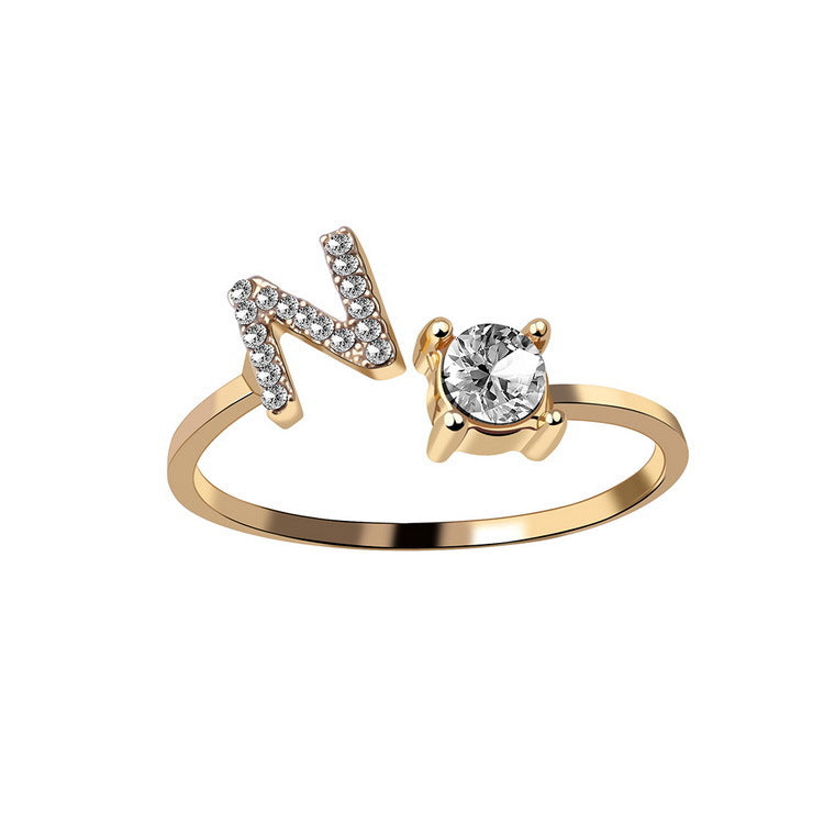 New Design Adjustable 26 Initial Letter Ring Fashion Jewelry For Women Simple Elegant Jewelry Gronata