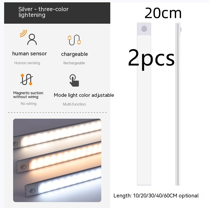Smart Infrared Sensor Lamp Wireless Magnetic Long Cabinet Light With Rechargeable Hallway Wardrobe Gronata