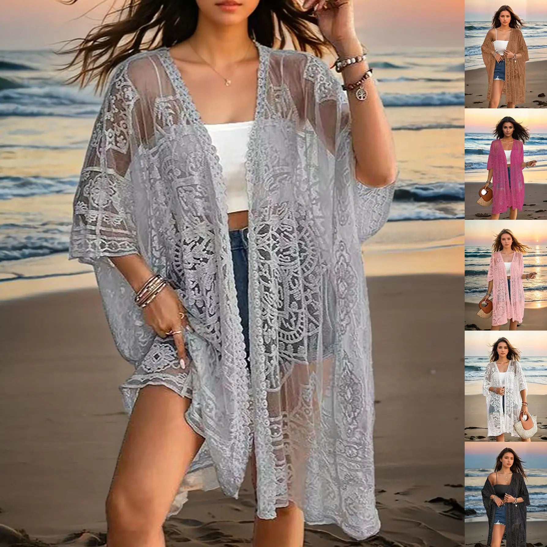 Women's Sexy See-through Water-soluble Lace Embroidered Cardigan Gronata