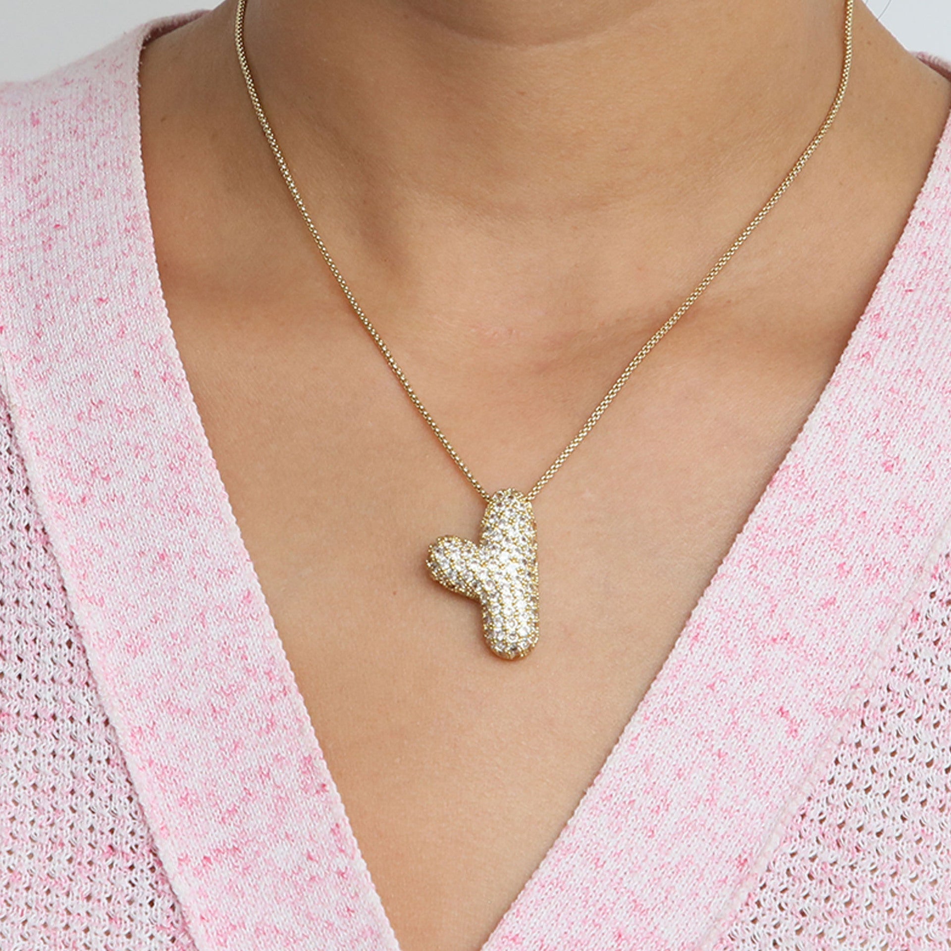 Bubble Initial Diamond Necklace Gronata