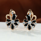 Rose Ring Colorful Flower Drop-shaped Zircon Earrings Gronata