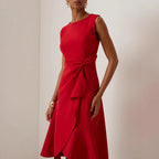 Women's Sleeveless Round Neck Red Temperament Dress Gronata