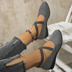 Women's Pointed Toe Wedges Shoes Fashion Cross-straped Flats Casual Pumps Gronata