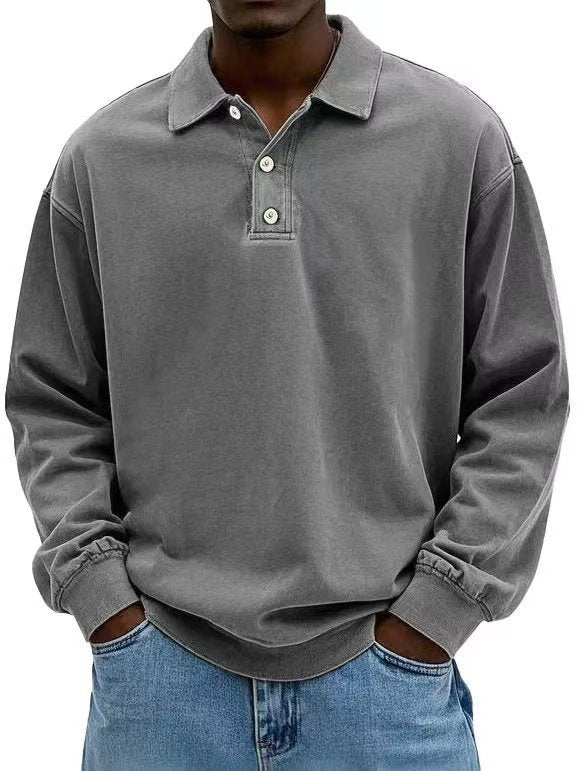 Fall Men's Long Sleeve Polo Shirts Casual Breathable Comfortable Tees Shirt Solid High Quality Sweatshirt Male T-Shirt Gronata
