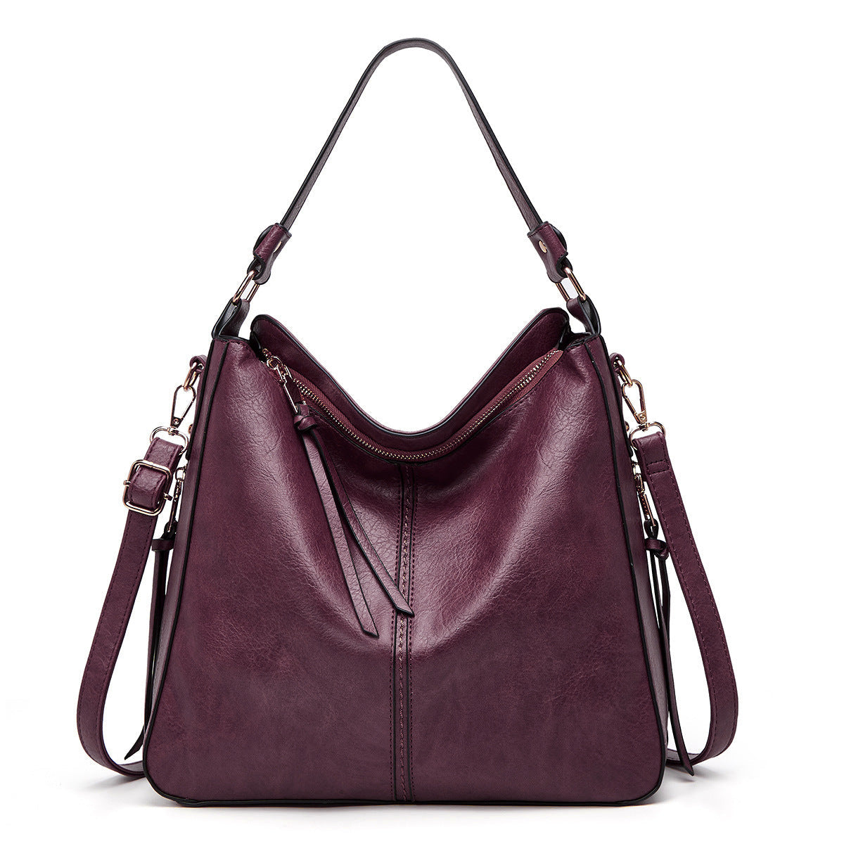 Hobos Zipper Bucket Bags With Adjustable Shoulder-strap Handbags Temperament High Capacity Messenger Shoulder Bag For Women Gronata