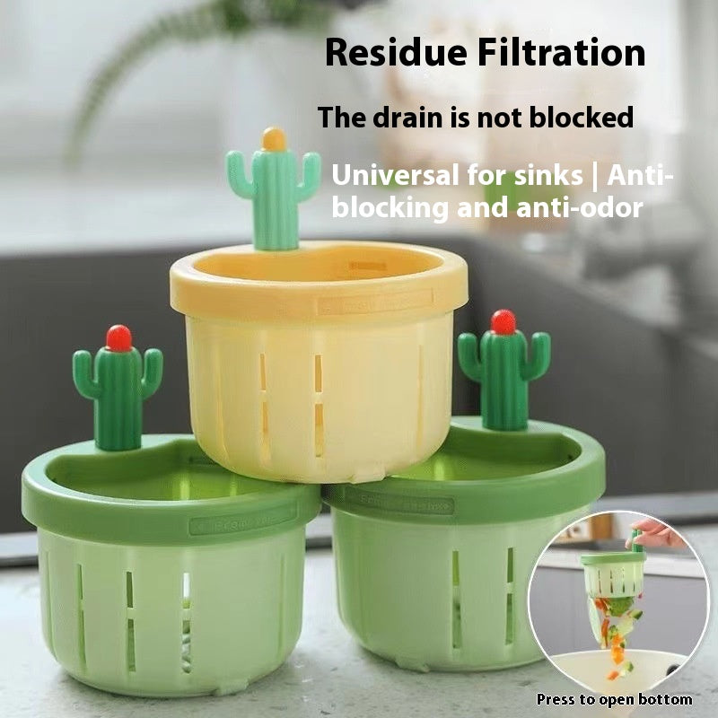 Cactus Sink Drain Strainer Press Automatic Dumping Basket Multi-functional Use Filter Net For Tub Kitchen Waste Collector Kitchen Gadgets Gronata