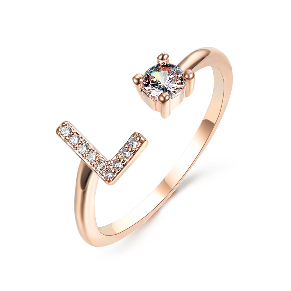 New Design Adjustable 26 Initial Letter Ring Fashion Jewelry For Women Simple Elegant Jewelry Gronata
