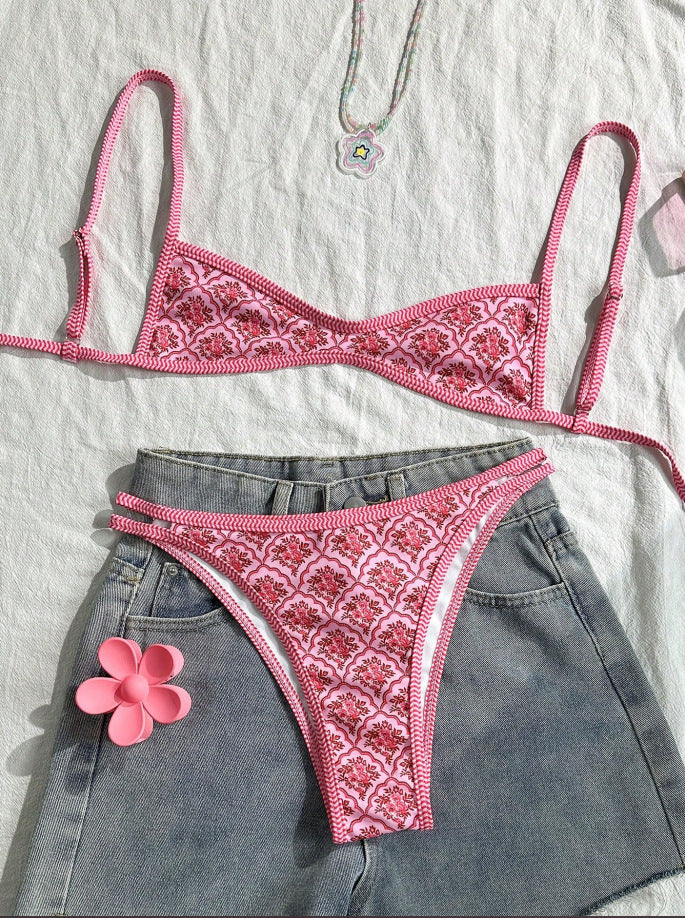 Tube-top Backless Lace-up Sexy Bikini Two-piece Swimsuit Gronata