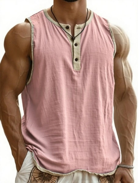Men's Pure Cotton Sleeveless Fitness Casual Trendy Tank Top Gronata