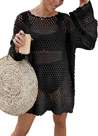 Woven Round Neck Hollow Beach Cover-up Loose Casual Sweater Gronata