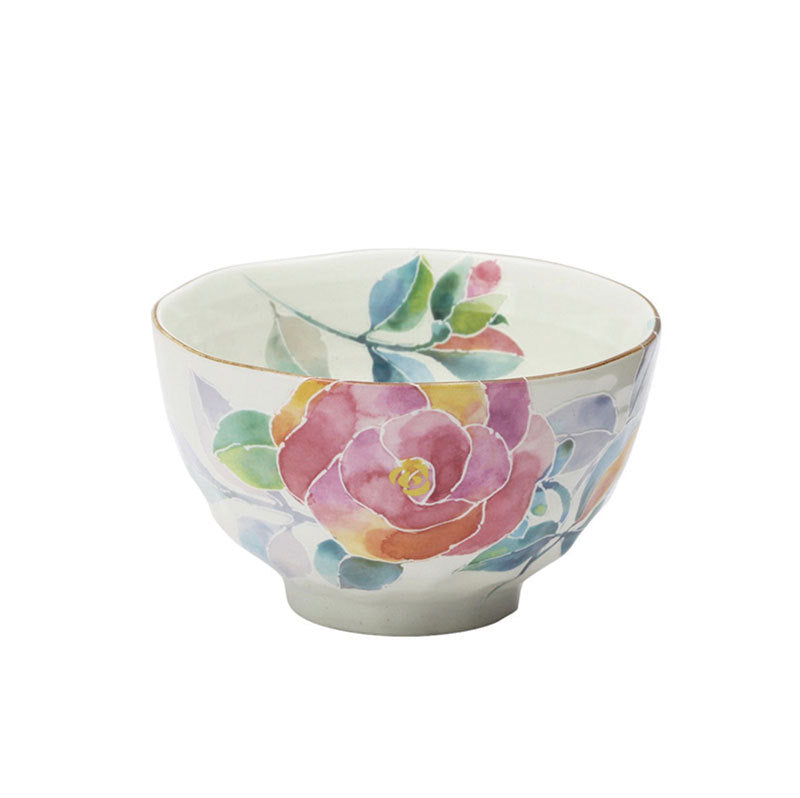 Japanese Mino-yaki Handmade Home Multicolored Ceramic Rice Bowl Soup
