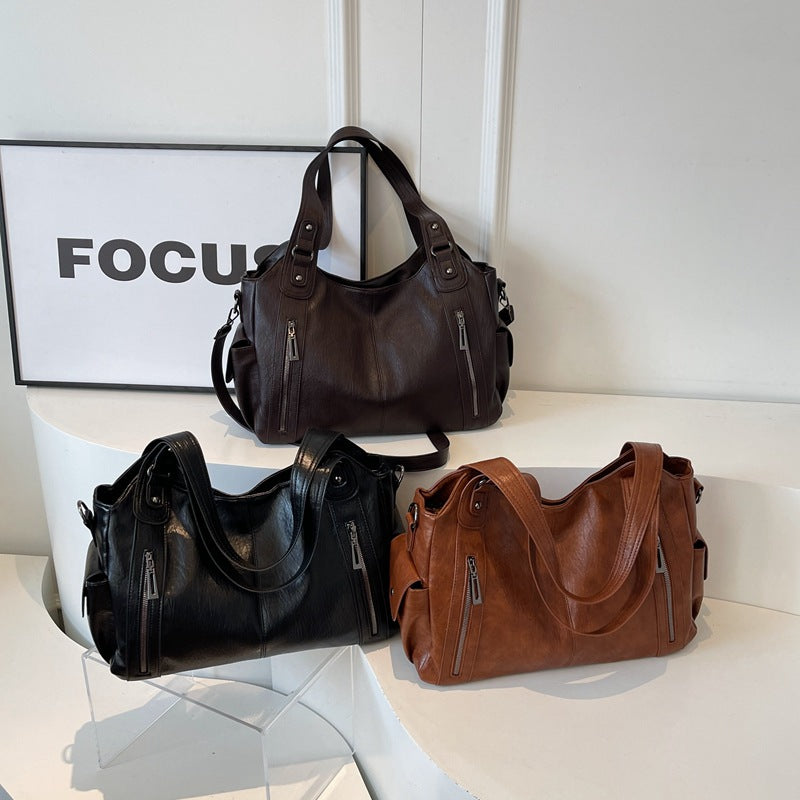 Handbag European And American Retro Solid Color Simple Texture Gronata