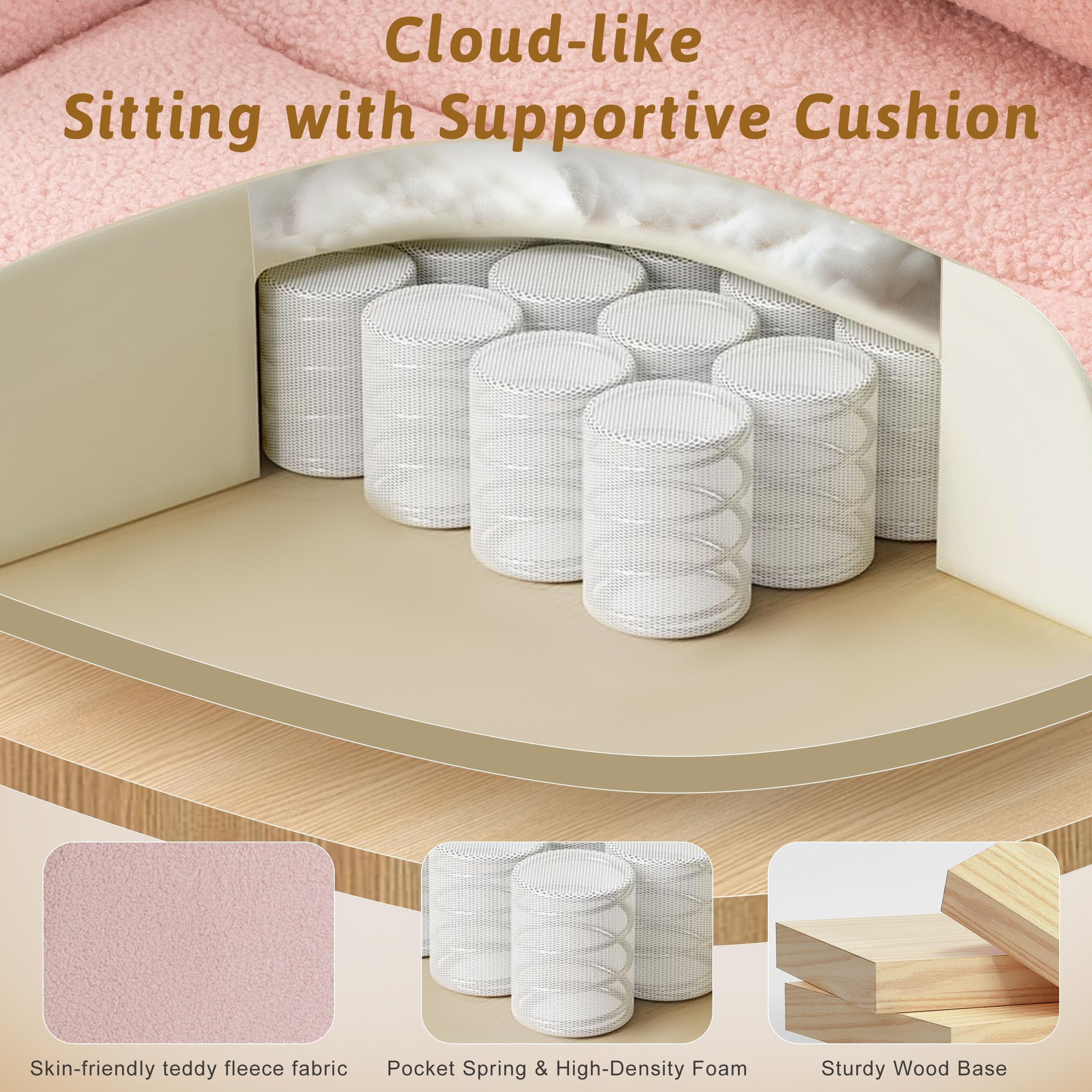 Office Chair,Big and Tall Heavy-Duty Executive Reclining Computer Gaming Chair with Footrest,Flip Armrests,Lumbar Pillow&Thicken Wider Seat for Criss Cross Legged Desk Vanity Chair,Teddy Fabric White Gronata