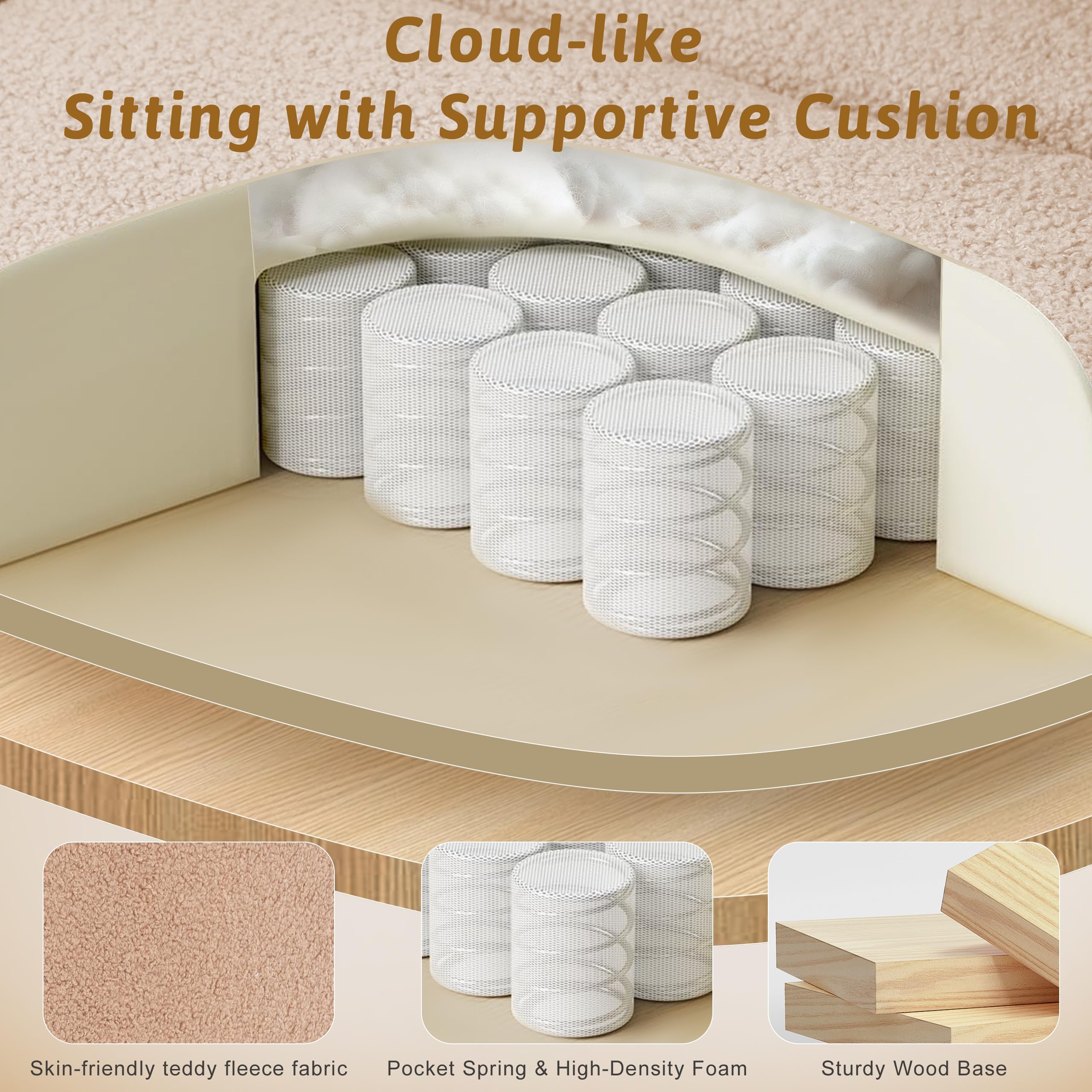 Office Chair,Big and Tall Heavy-Duty Executive Reclining Computer Gaming Chair with Footrest,Flip Armrests,Lumbar Pillow&Thicken Wider Seat for Criss Cross Legged Desk Vanity Chair,Teddy Fabric White Gronata