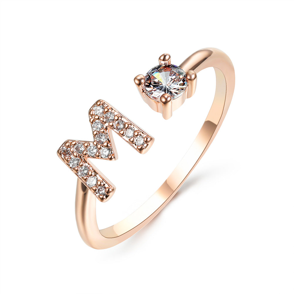 New Design Adjustable 26 Initial Letter Ring Fashion Jewelry For Women Simple Elegant Jewelry Gronata