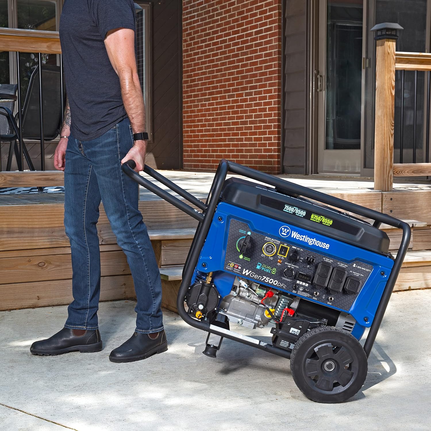 Westinghouse 9500 Peak Watt Dual Fuel Home Backup Portable Generator, Electric Start, Transfer Switch Ready, Gas & Propane Powered, CO Sensor Gronata