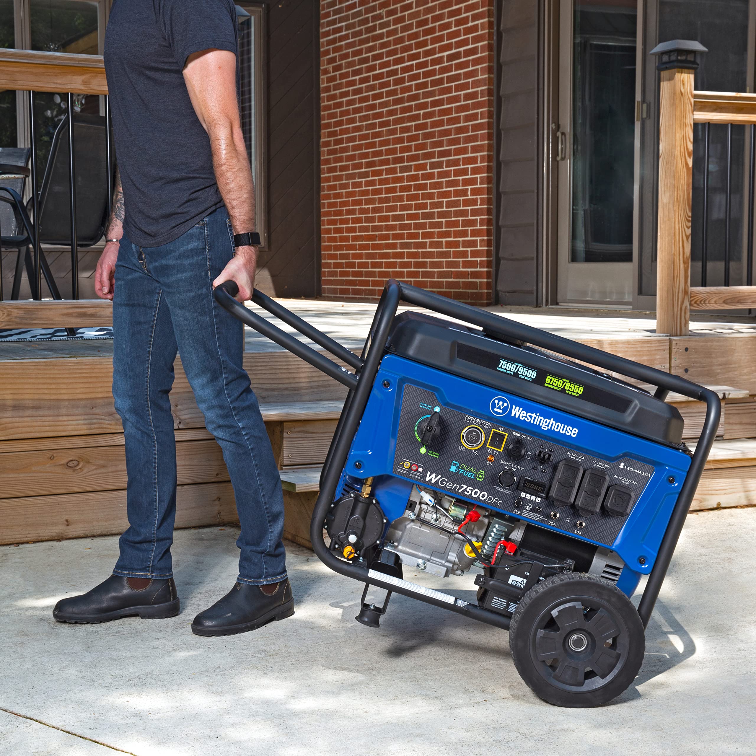 Westinghouse 9500 Peak Watt Dual Fuel Home Backup Portable Generator, Electric Start, Transfer Switch Ready, Gas & Propane Powered, CO Sensor Gronata