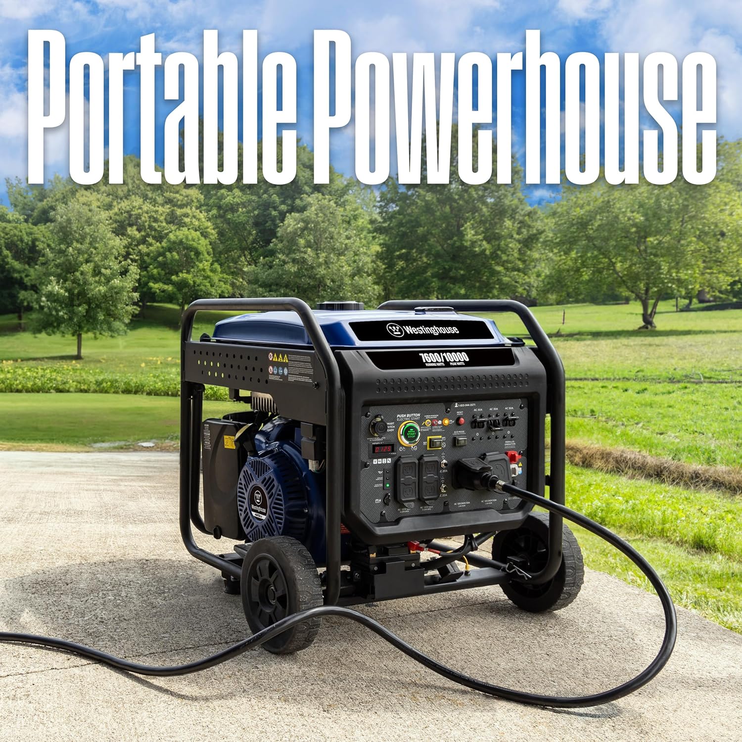 Westinghouse 10000 Peak Watt Portable Open Frame Inverter Generator, Remote Electric Start with Auto Choke, Transfer Switch Ready, Gas Powered, CO Sensor Gronata