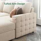 HONBAY Sectional Sleeper Sofa with Pull Out Bed U-Shape Sectional Couch Sleeper Bed with Storage Chaise 6 Seater Sleeper Sectional Sofa, Light Grey Gronata