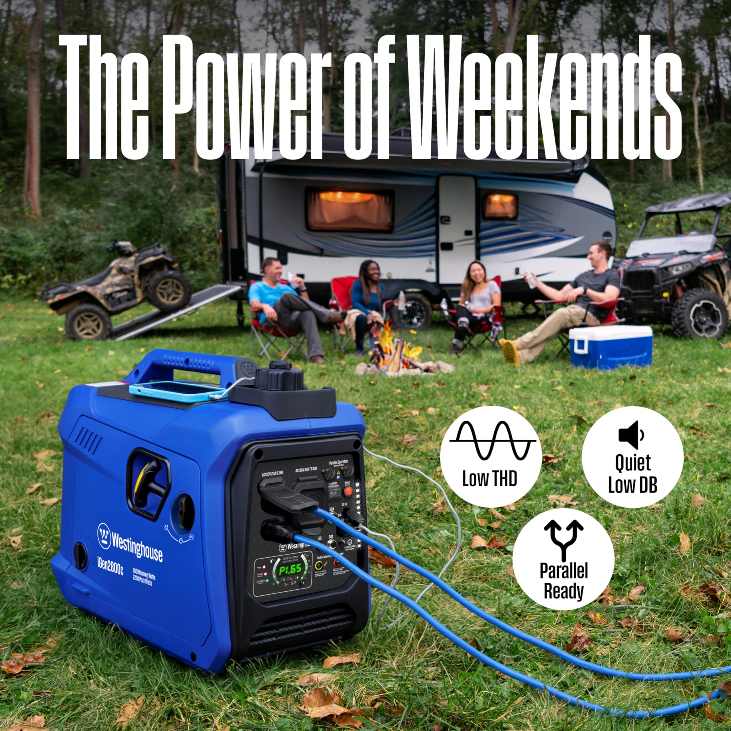 Westinghouse 1500 Peak Watt Super Quiet & Lightweight Portable Inverter Generator, Gas Powered, CO Sensor, Parallel Capable, Long Run Time,Blue Gronata