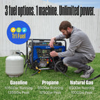Westinghouse 13500 Peak Watt Tri-Fuel Home Backup Portable Generator, Remote Electric Start, Transfer Switch Ready, Gas, Propane, and Natural Gas Powered Gronata