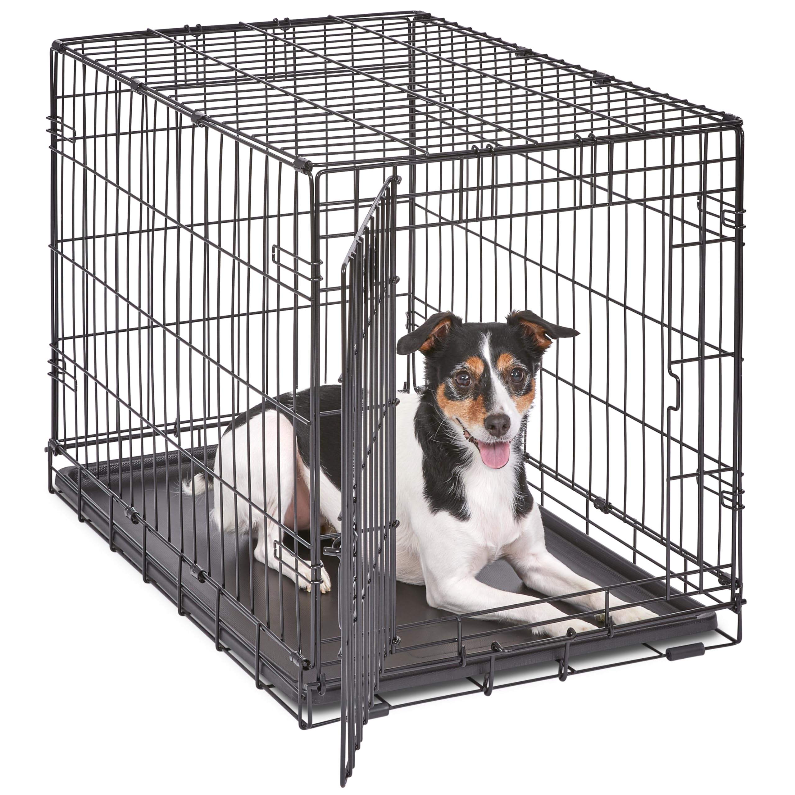 MidWest Homes for Pets 30-Inch iCrate for Medium Breeds, 21-40 lbs, Single Door Folding Dog Crate with Divider Panel, Leak-Proof Tray & Secure Latch, Portable, Durable & Easy to Assemble Gronata
