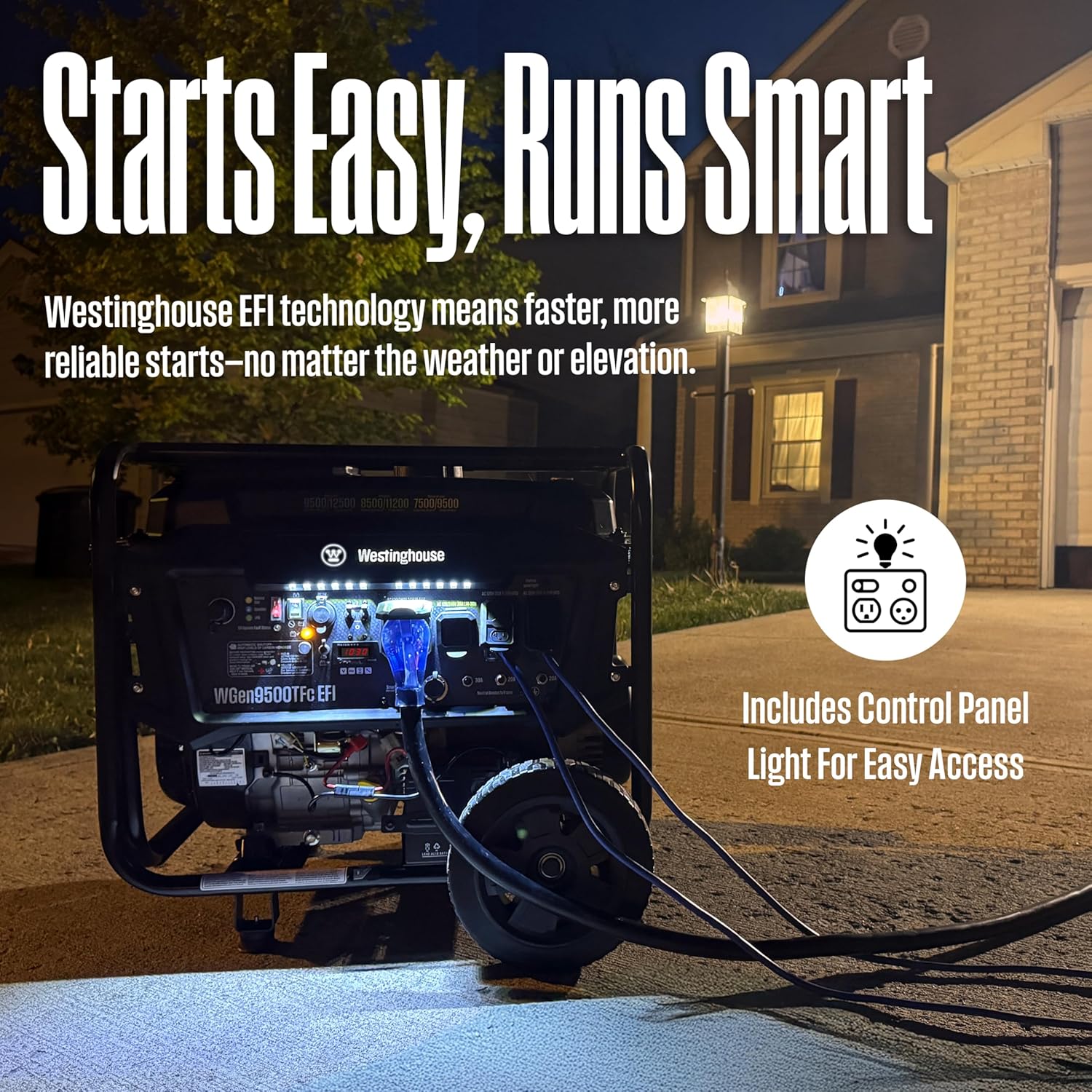 Westinghouse 12500 Peak Watt EFI Tri-Fuel Home Backup Portable Generator, Remote Electric Start, Transfer Switch Ready, Gas, Propane, and Natural Gas Powered, CARB Compliant Gronata