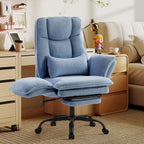 Office Chair,Big and Tall Heavy-Duty Executive Reclining Computer Gaming Chair with Footrest,Flip Armrests,Lumbar Pillow&Thicken Wider Seat for Criss Cross Legged Desk Vanity Chair,Teddy Fabric White Gronata