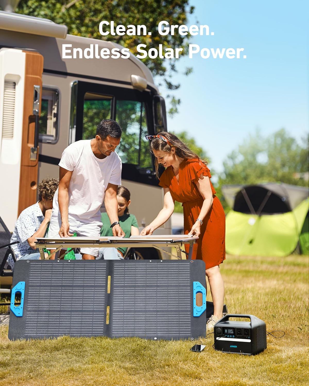 Anker 535 Solar Generator, Powerhouse 512Wh with 100W Solar Panel, Power Station with LiFePO4, 4 * 110V AC Outlets, 60W USB-C PD Output, LED Light for Outdoor Camping, RV, Power Outage(Anker Solix) Gronata